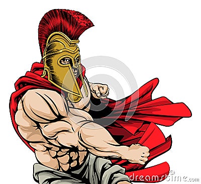 Punching spartan mascot Vector Illustration