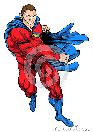 Punching superhero Vector Illustration