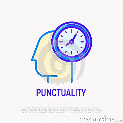 Punctuality, time management thin line icon Vector Illustration