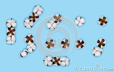 Punctuation marks composed of cotton flowers Stock Photo