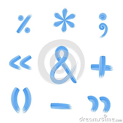 Punctuation marks and signs of arithmetic operations icons Vector Illustration