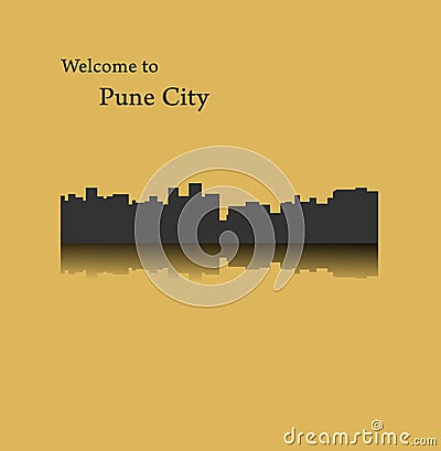 Pune city, India city silhouette Vector Illustration