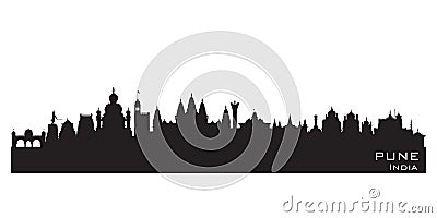 Pune India city skyline vector silhouette Vector Illustration