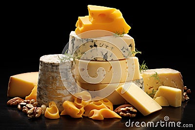 Pungent Cheese piece block. Generate AI Stock Photo