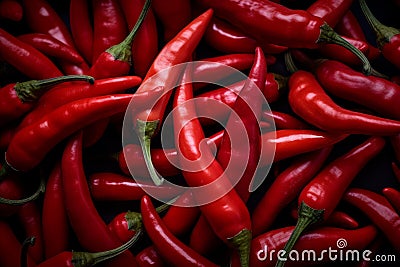 Pungent Red chili peppers. Generate Ai Stock Photo