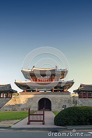 Pungnammun Gate, south gate of city wall of Jeonju remaining from Joseon Dynasty since 1768 in South Korea Stock Photo
