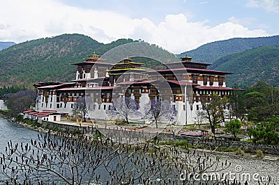 Pungtang Dechen Photrang Dzong or palace of great bliss. Closer View. Administrative centre. Punakha Dzong Stock Photo