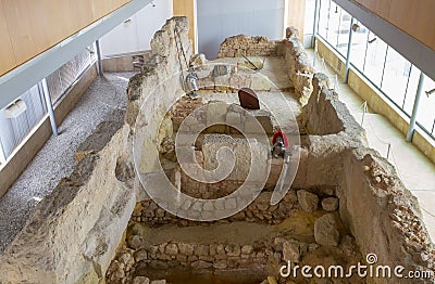 Punic Walls remains, Cartagena, Spain Editorial Stock Photo