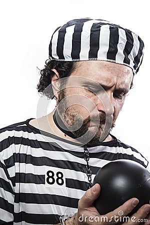 Punishment, one caucasian man prisoner Stock Photo