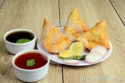 Punjabi Samosa, an Indian popular street food Stock Photo