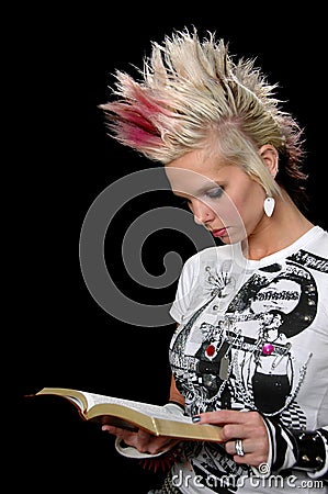 Punk Girl With Bible Stock Photo