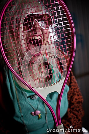 Punk girl screaming Stock Photo