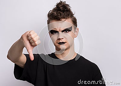 Punk goth teen boy Stock Photo