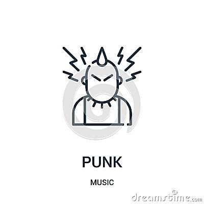 punk icon vector from music collection. Thin line punk outline icon vector illustration Vector Illustration