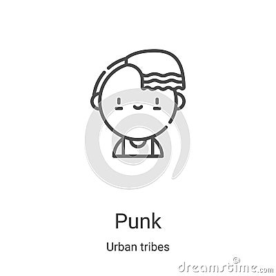 punk icon vector from urban tribes collection. Thin line punk outline icon vector illustration. Linear symbol for use on web and Vector Illustration