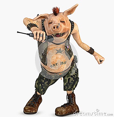 Punk pig toon Stock Photo