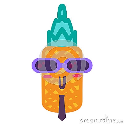 Punk pineapple cartoon vector emoji Stock Photo