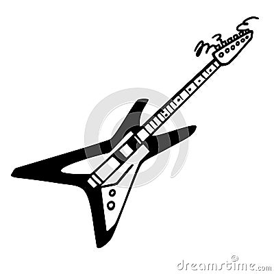 Punk rock collection. Electric guitar monochrome icon, star-shaped stealth rock guitar. Vector illustration on white Vector Illustration