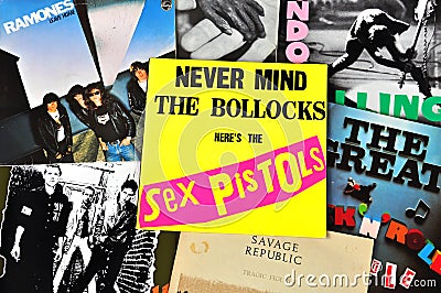 Punk rock music vinyl records Editorial Stock Photo