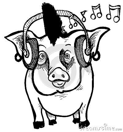 Punk Rock Piggy Stock Photo