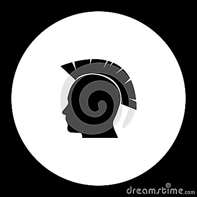 Punk style head simple silhouette black icon Vector Illustration