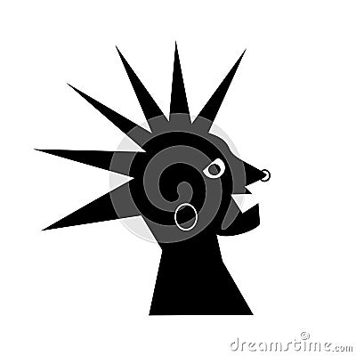 Punker with piercing black silhouette Stock Photo