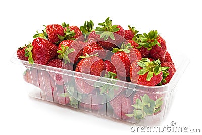 Punnet of Strawberries on White Stock Photo