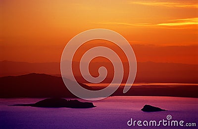 Puno Sunset Over Lake Titicaca Stock Photo