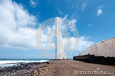 PUNTA DEL HIDALGO, TENERIFE/CANARY ISLANDS, SPAIN - APRIL 13, 2018: Modern Lighthouse. Punta del Hidalgo, Spain, on April 13, 2018 Editorial Stock Photo