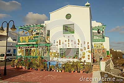 Rustical house at the village of Punta Mujeres on Lanzarote island in Spain Editorial Stock Photo