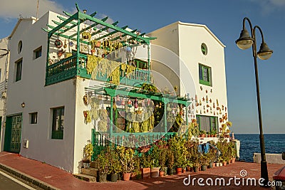 Rustical house at the village of Punta Mujeres on Lanzarote island in Spain Editorial Stock Photo