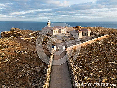 Punta Nati lighthouse in Menorca island Stock Photo