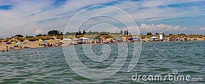 Punta Sabbione landscape at sunset at the mouth of the marina with panorama of Venice in the background Editorial Stock Photo