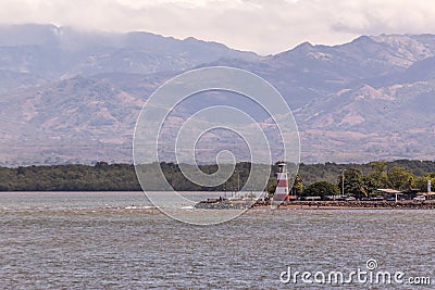 Puntareanas, Costa Rica, ferry and lighthouse view Stock Photo