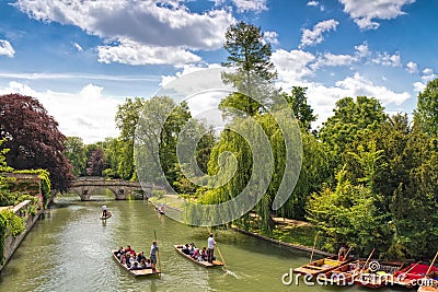 Punting canals Cambridge England Editorial Stock Photo
