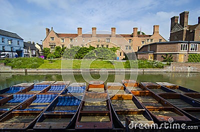 Punts on river Cam Editorial Stock Photo