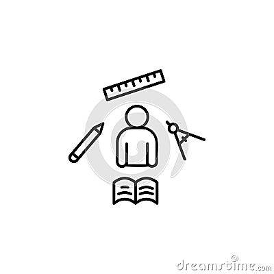 Pupil book ruler pen icon. Element of school icon Stock Photo