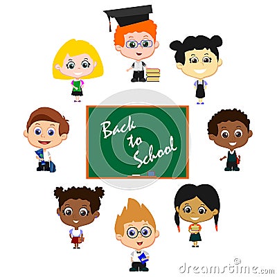 Pupils in circle Vector Illustration
