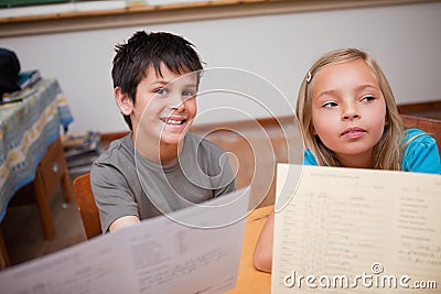 Pupils receiving their school report Stock Photo