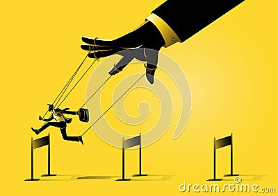 Puppet master controlling businessman Vector Illustration