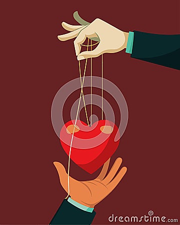 The puppet strings were tangled around my heart leaving me powerless and at the mercy of the puppeteer.. Vector Vector Illustration