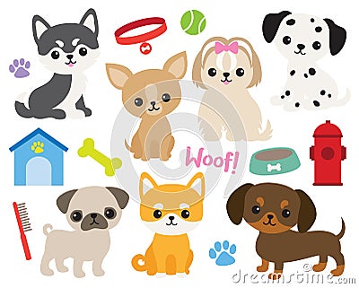 Cute puppy dog vector illustration. Vector Illustration