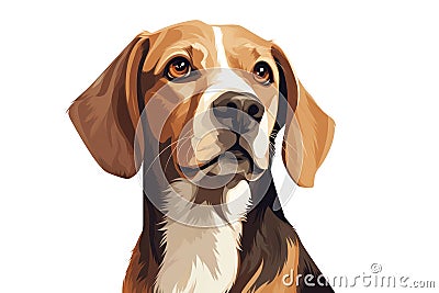 Puppy dog background cute animal pet canine portrait white domestic isolated Cartoon Illustration