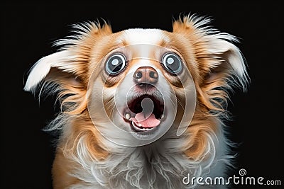 Puppy dog with funny face surprising with open mouth and big eyes Cartoon Illustration