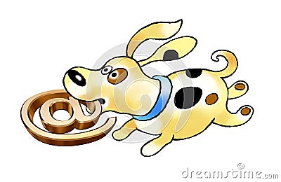 Puppy friend pet smart spotty training cartoon Stock Photo