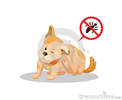 Puppy itchy cause lice, pet problem parasite skin illustration vector Vector Illustration