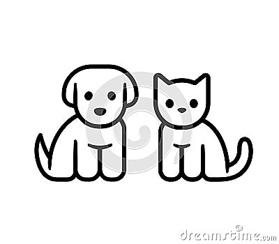 Puppy and kitten icon Vector Illustration