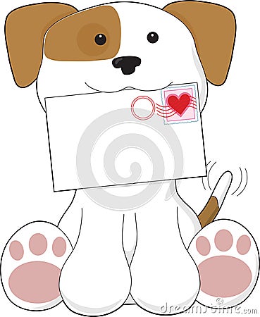 Puppy Love Love Letter Vector Illustration