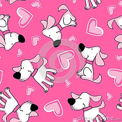 Puppy love seamless pattern placement Vector Illustration