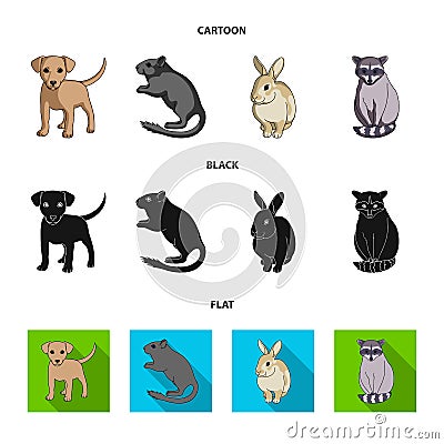 Puppy, rodent, rabbit and other animal species.Animals set collection icons in cartoon,black,flat style vector symbol Vector Illustration